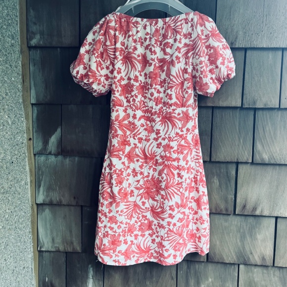 AQUA Puff Sleeve Mini Floral Lined Cotton Population Dress - Exclusive Size XS - Picture 13 of 16